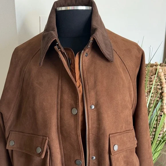 Anthropologie Women’s Brown Faux Suede Twofer Jacket - Medium - Picture 8 of 15